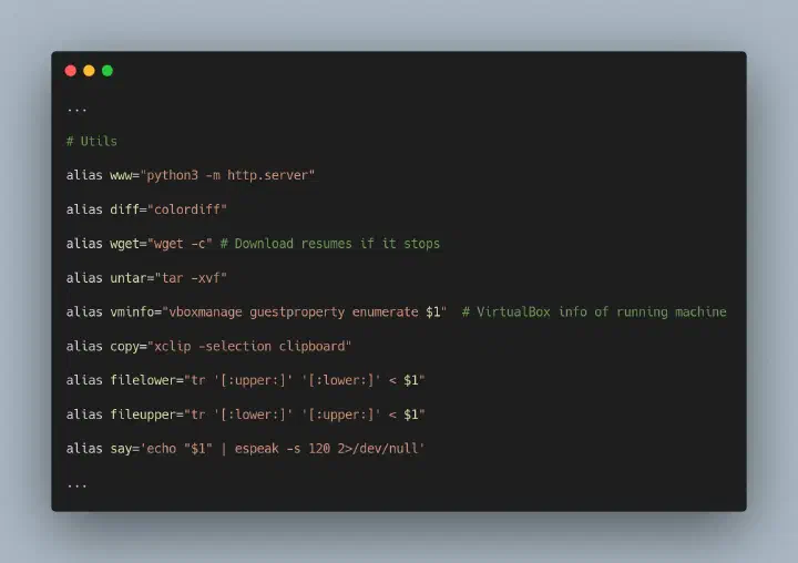 Some of the Bash aliases