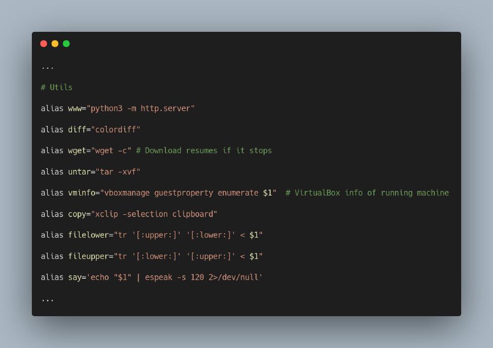 Some of the Bash aliases