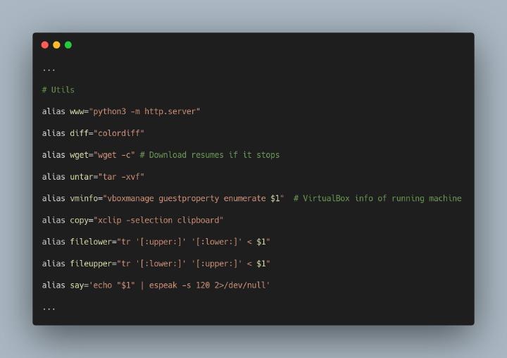 Some of the Bash aliases