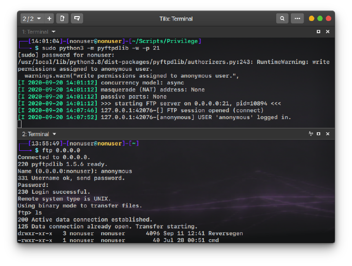 Exfiltration via FTP