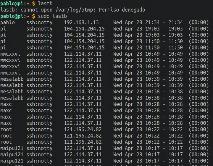 lastb command