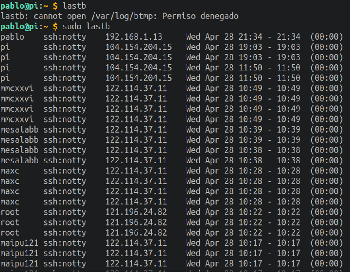 lastb command