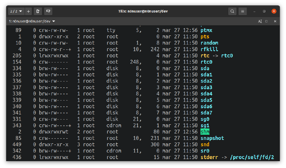 Filetypes in /dev directory
