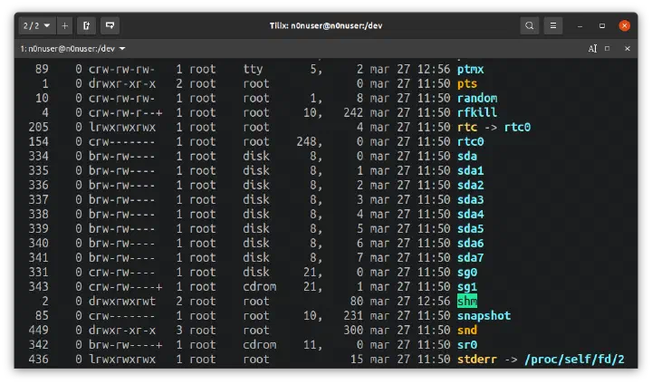 Filetypes in /dev directory