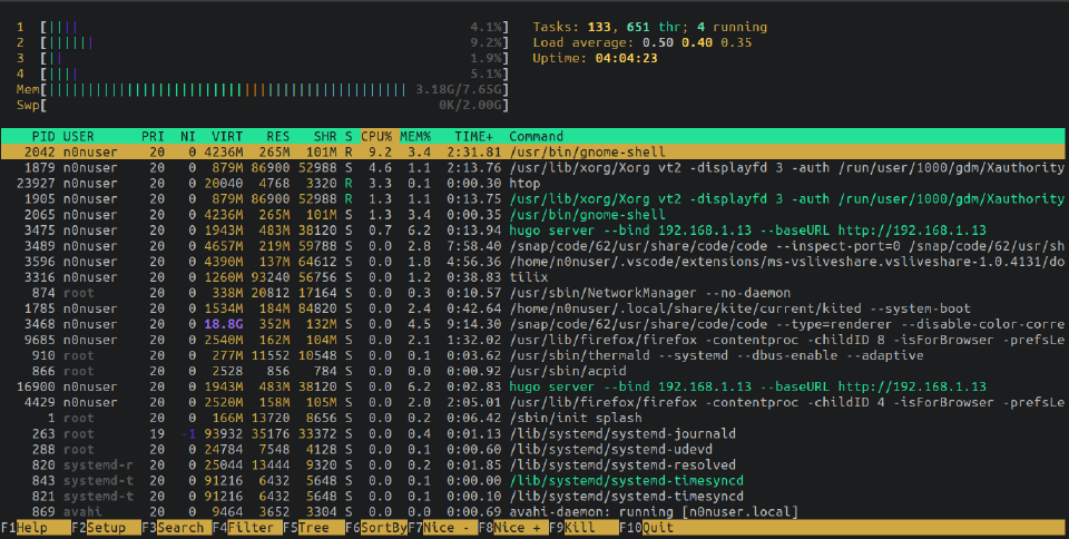 htop commmand
